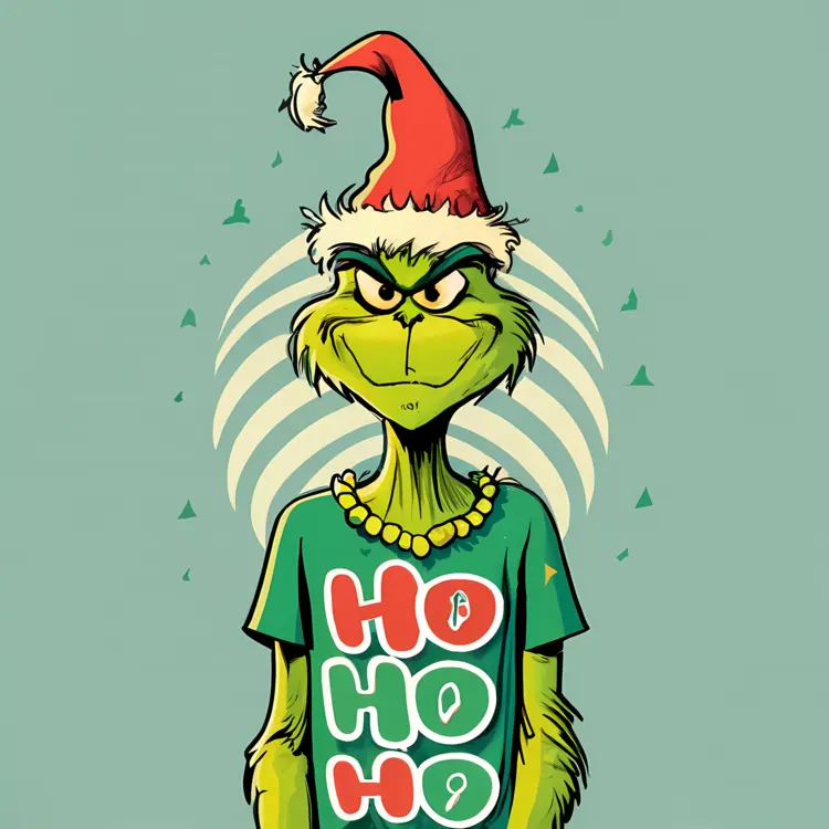 Grinch in Santa Hat with Festive Shirt