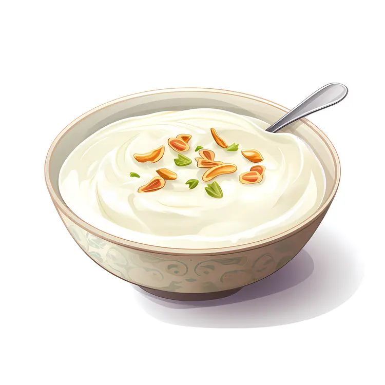 Creamy Yogurt with Nuts in a Bowl