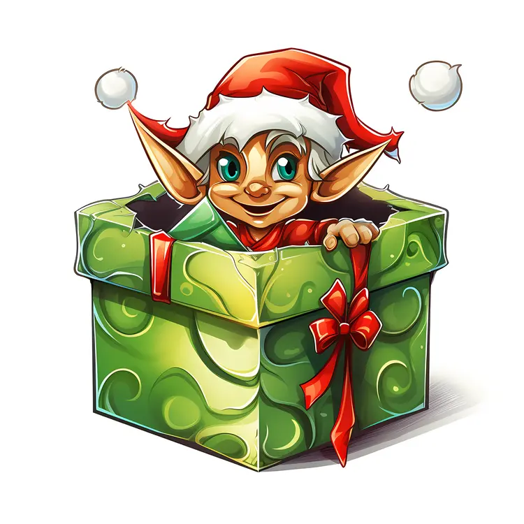 Elf Popping Out of Gift Box