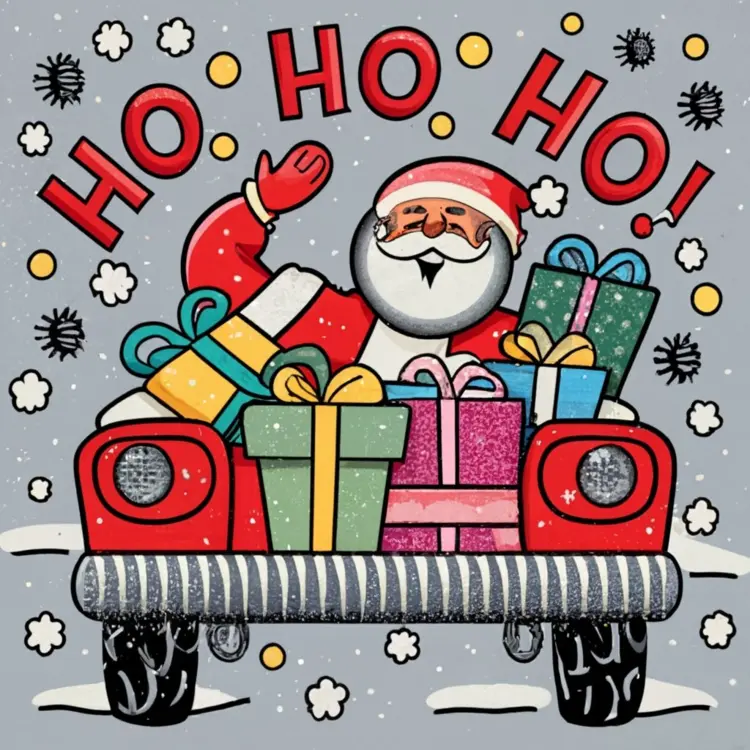 Santa on Truck with Gifts