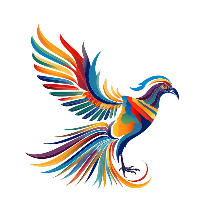 Colorful Bird with Spread Wings