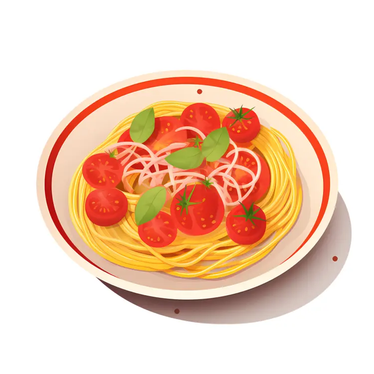 Spaghetti with Fresh Tomatoes and Basil Leaves