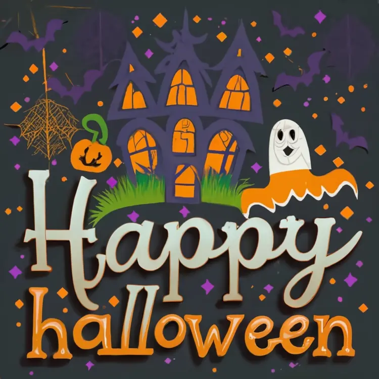 Happy Halloween with Haunted House and Ghost