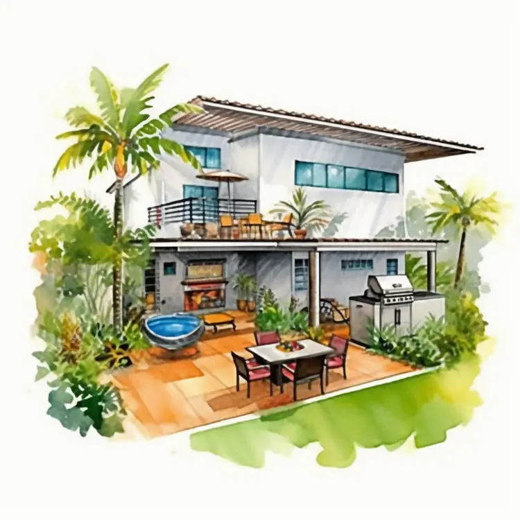 Modern Tropical House with Garden and Patio