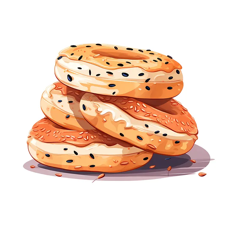 Stack of Bagels with Black Sesame
