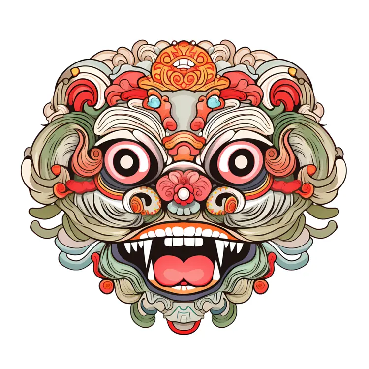 Vibrant Lion Dance Mask