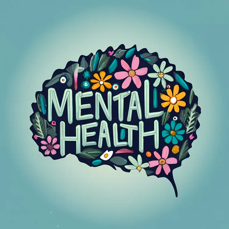 Mental Health Awareness with Floral Brain Illustration