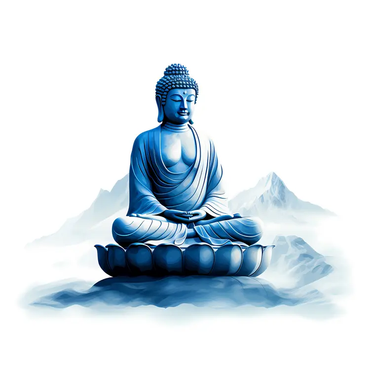 Blue Meditating Buddha on Lotus