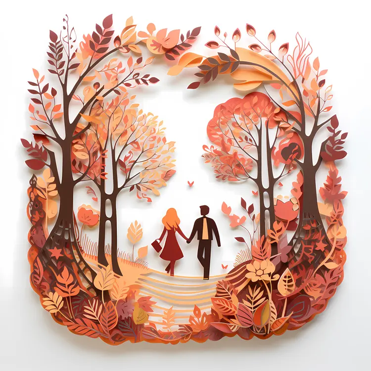 Autumn Stroll in Paper Art