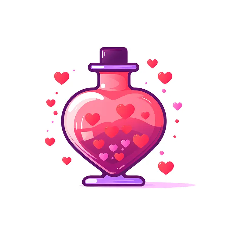 Potion bottle with heart and love