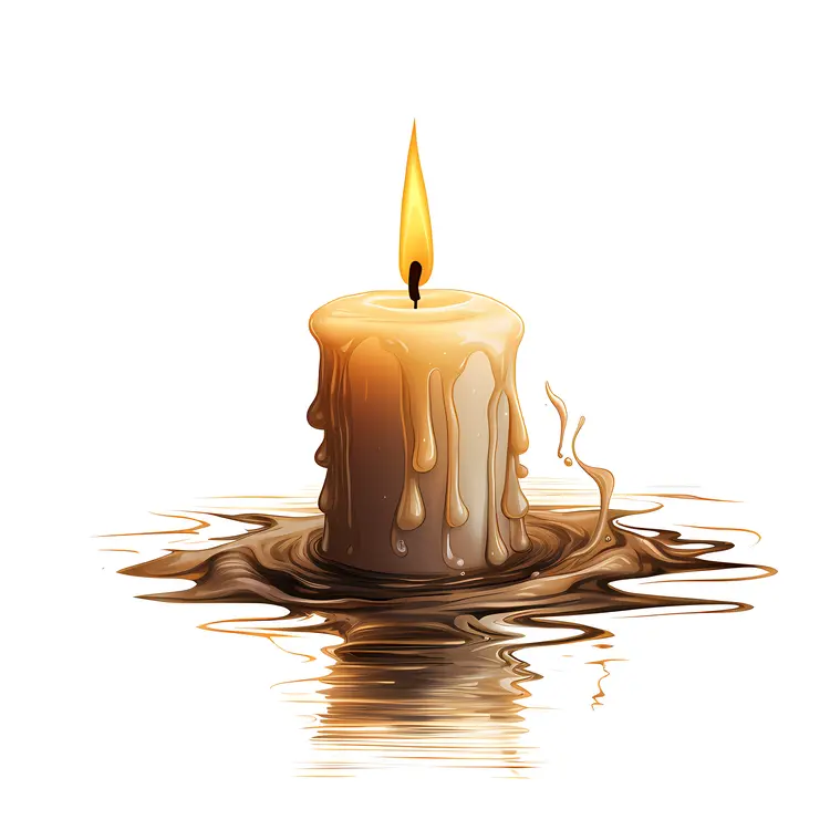Single Candle with Melting Wax