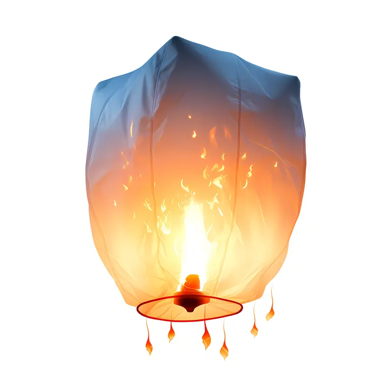 Glowing Sky Lantern with Fire