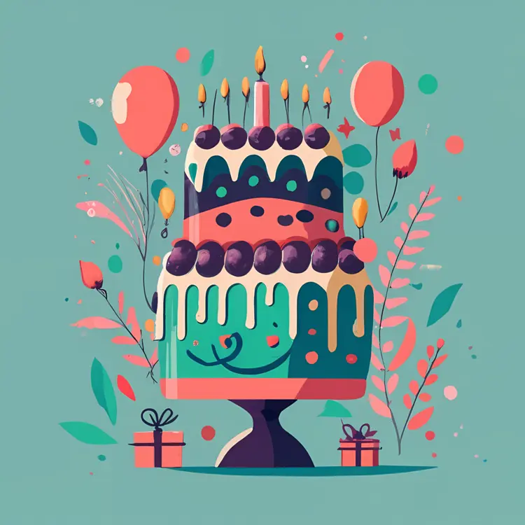Festive Birthday Cake with Candles