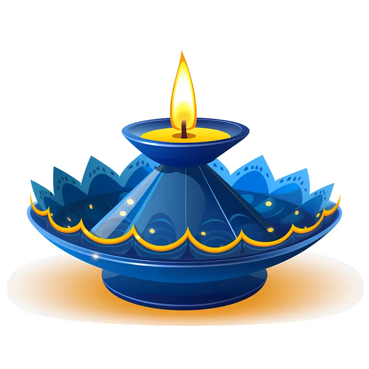 Blue Lamp with Candle Flame