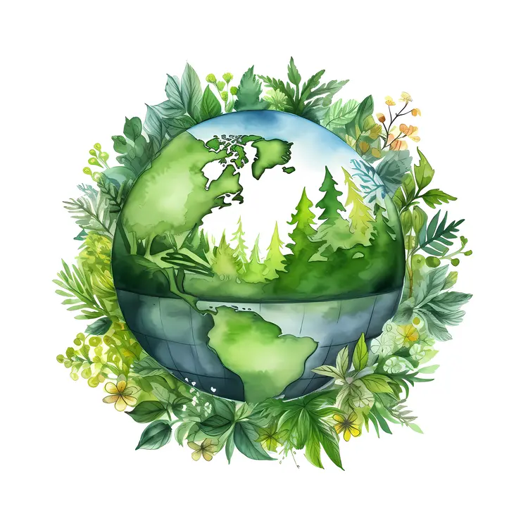 Earth with Greenery and Leaves