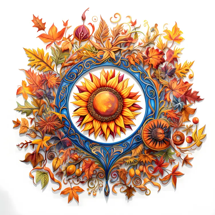 Sunflower and Autumn Leaves Wreath