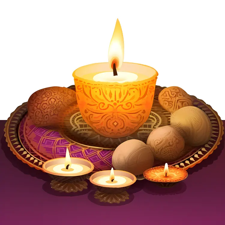 Decorative Candle on Plate with Sweets