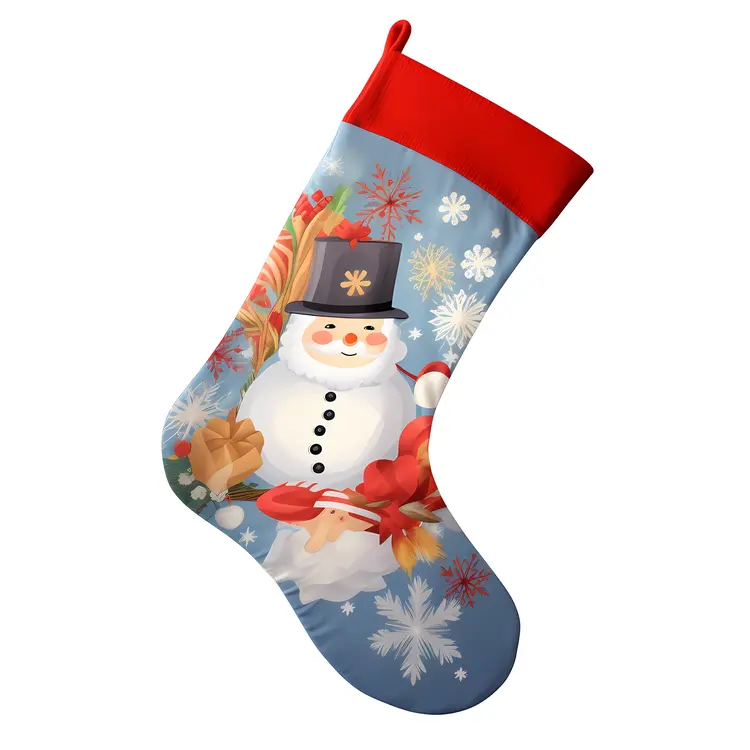 Snowman Christmas Stocking with Snowflakes