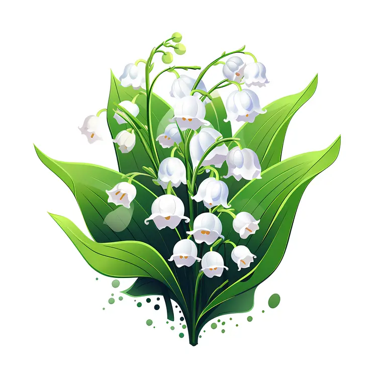 Lily of the Valley with Green Background