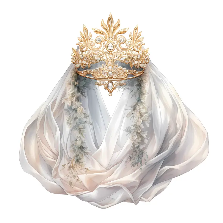 Golden Crown with Elegant Veil