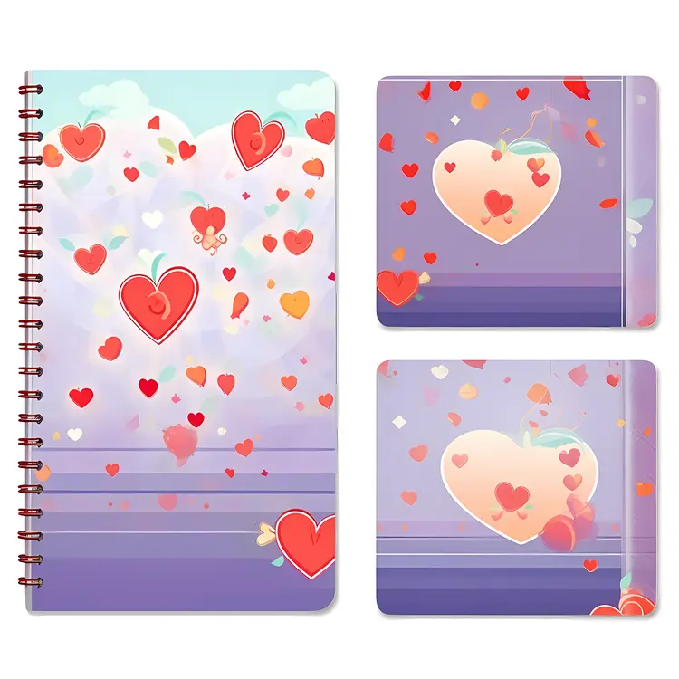 Cute Heart-themed Notebook Set for Valentine's Day