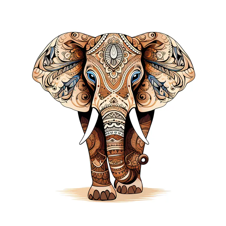 Decorative Elephant with Detailed Patterns