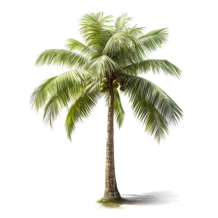 Tropical Palm Tree with Coconuts