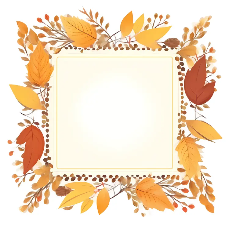 Thanksgiving Autumn Frame with Leaves and Berries