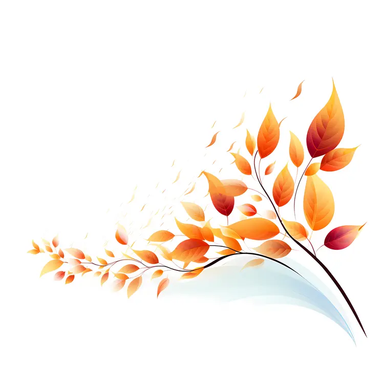Delicate Orange Leaves on a Branch