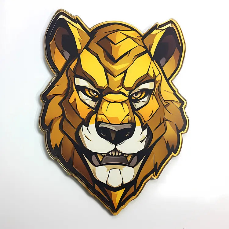 Fierce Lion Head Illustration in Yellow