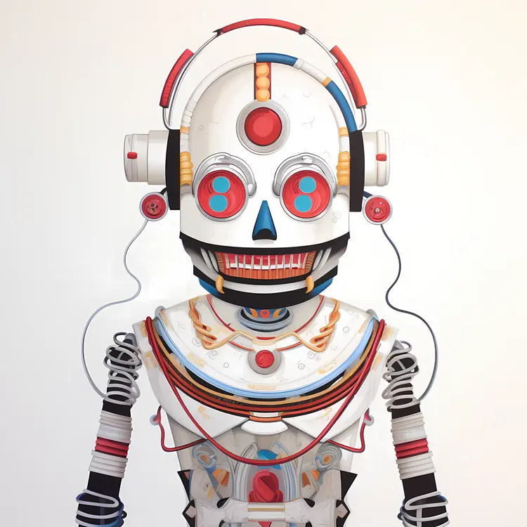 Futuristic Colorful Robot with Headphones