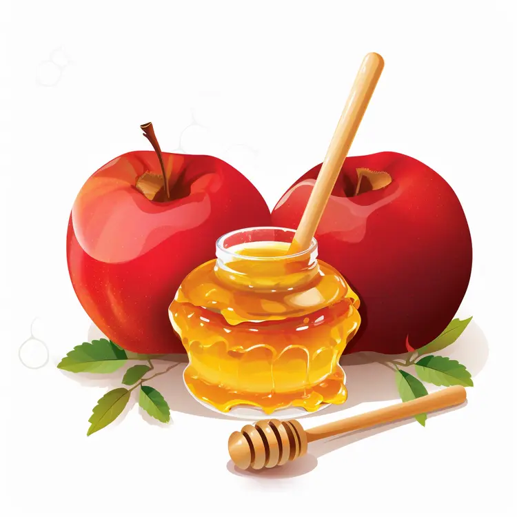 Honey Jar with Apples for Rosh Hashanah Celebration