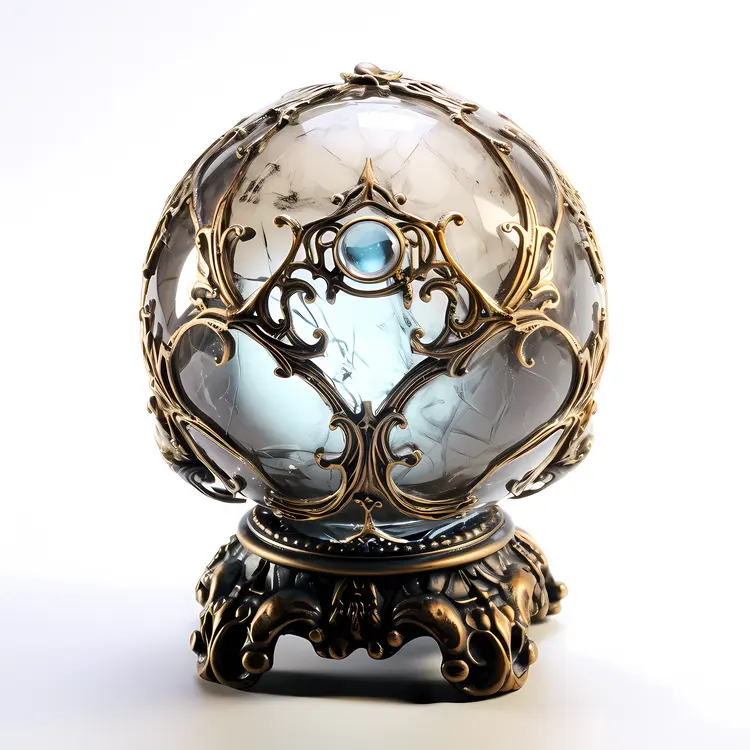 Crystal Ball with Gold Ornate Frame