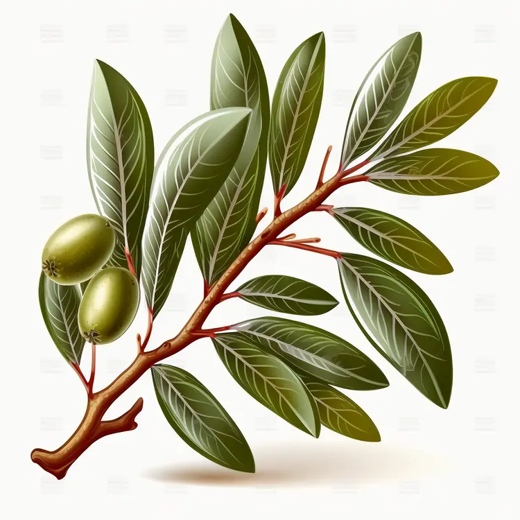 Olive Branch with Green Leaves and Olives