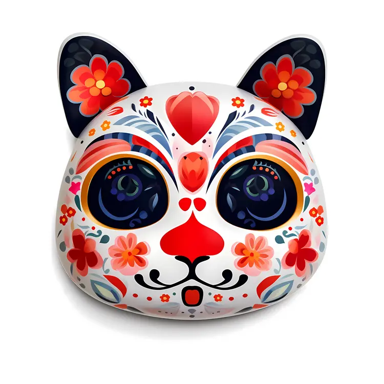 Colorful Cat Mask for Day of the Dead Celebration