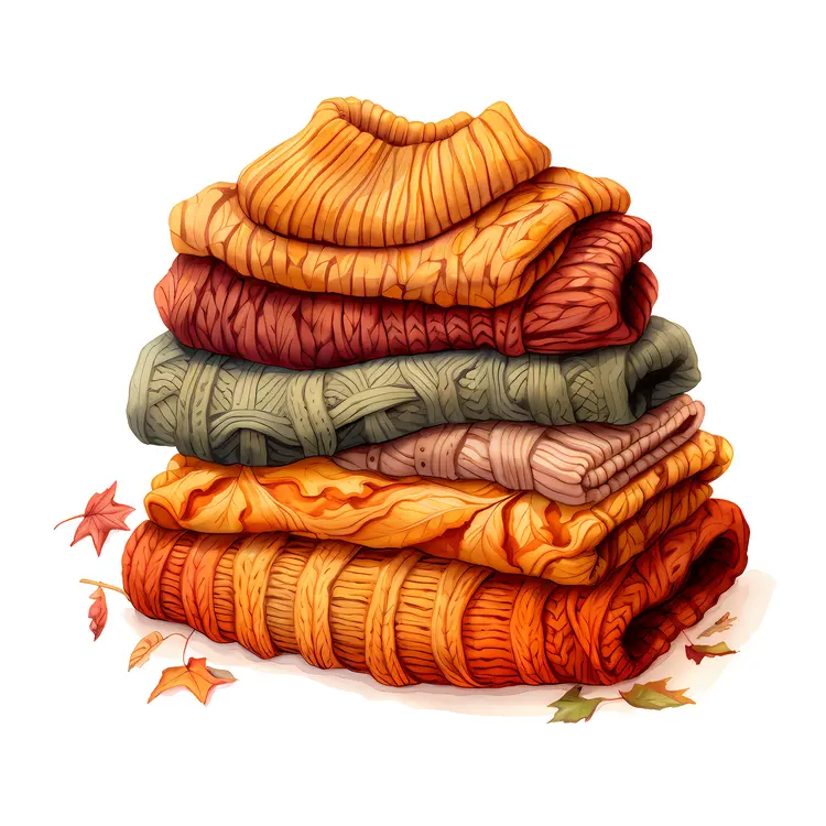 Colorful Stack of Autumn Sweaters