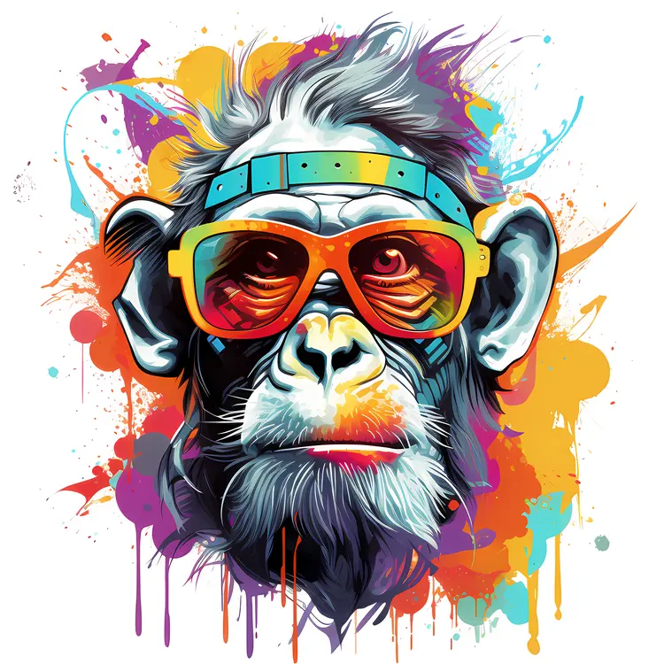 Monkey with Colorful Sunglasses