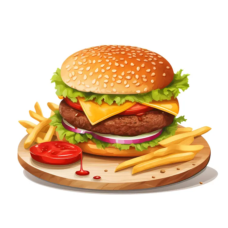 Juicy Cheeseburger with Side of Fries