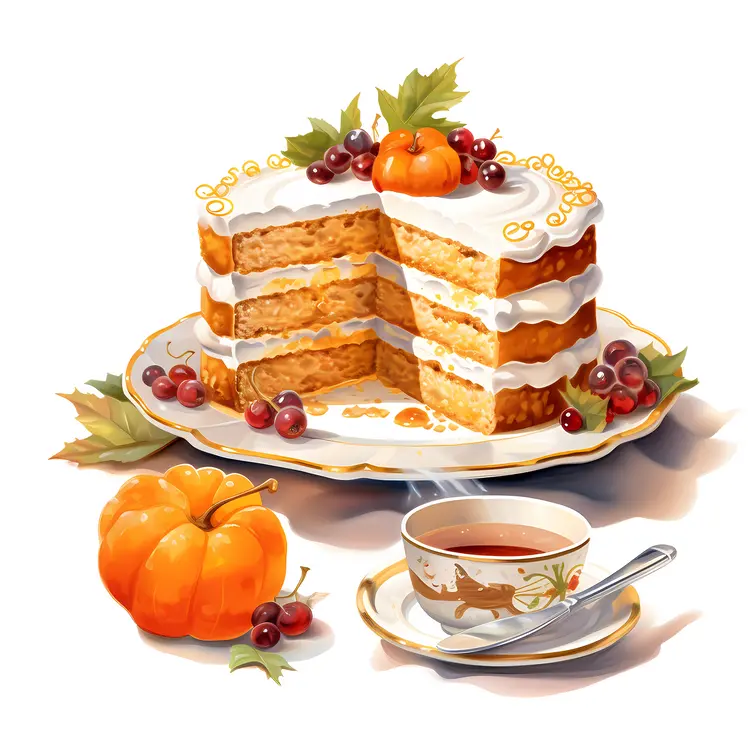 Pumpkin Cake with Tea