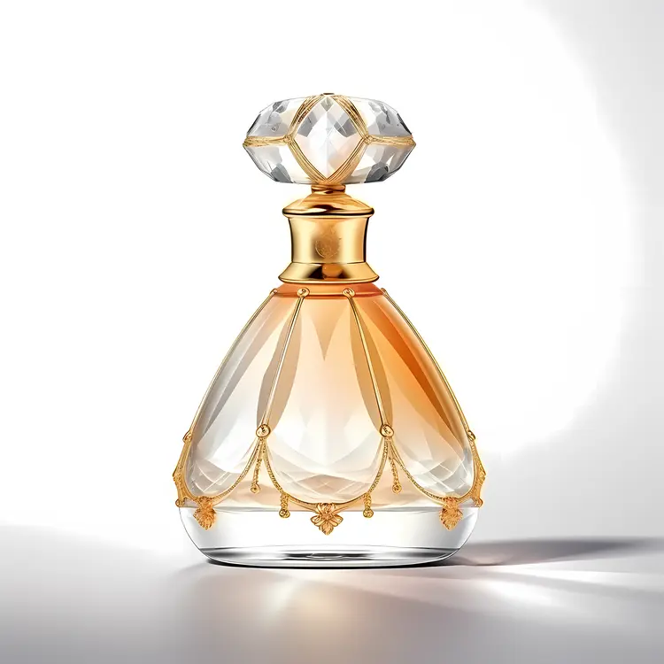Elegant Perfume Bottle with Golden Accents