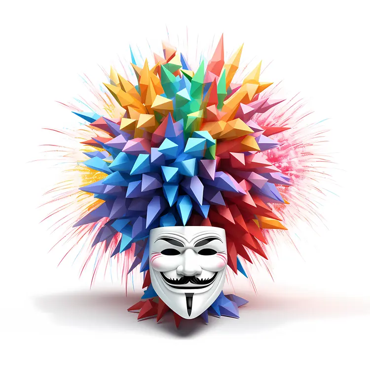 Guy Fawkes Mask with Colorful Spikes