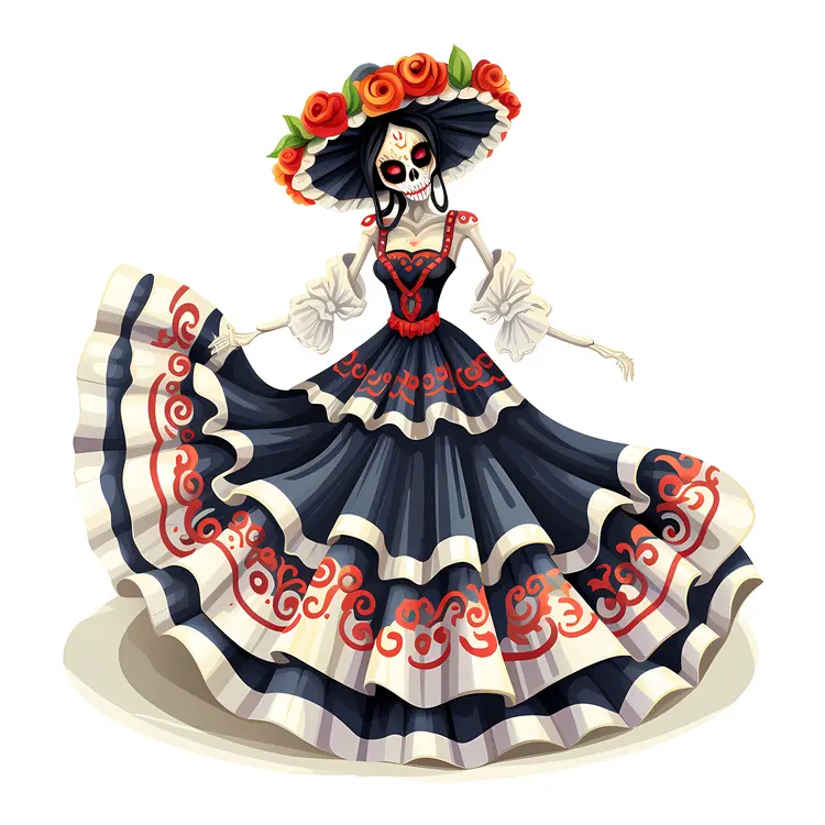 Skeleton in Traditional Dress for Day of the Dead