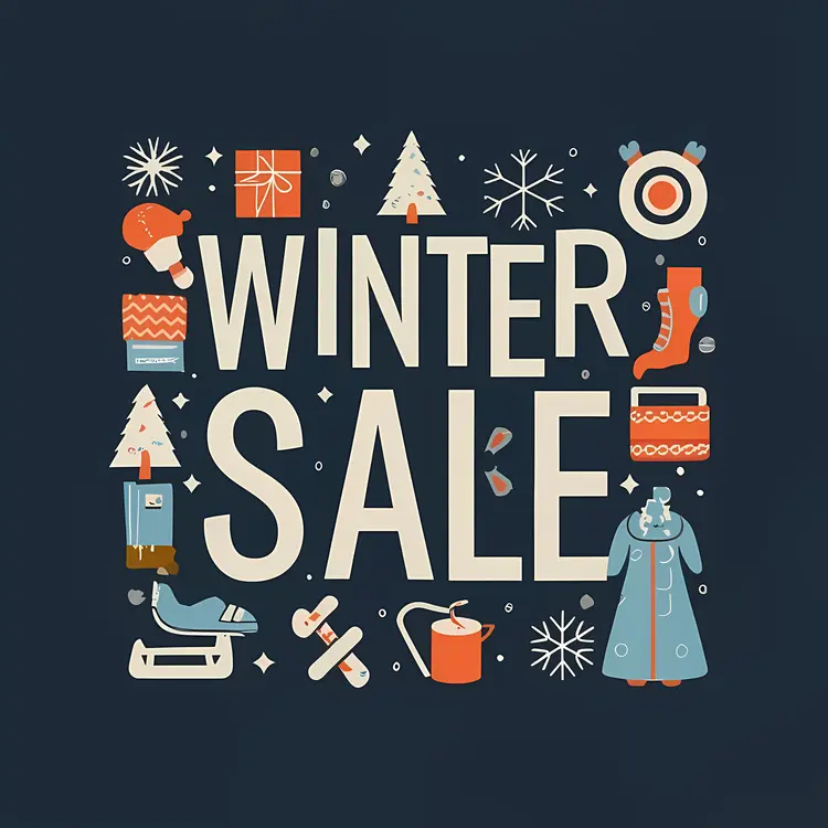Winter Sale with Holiday Icons