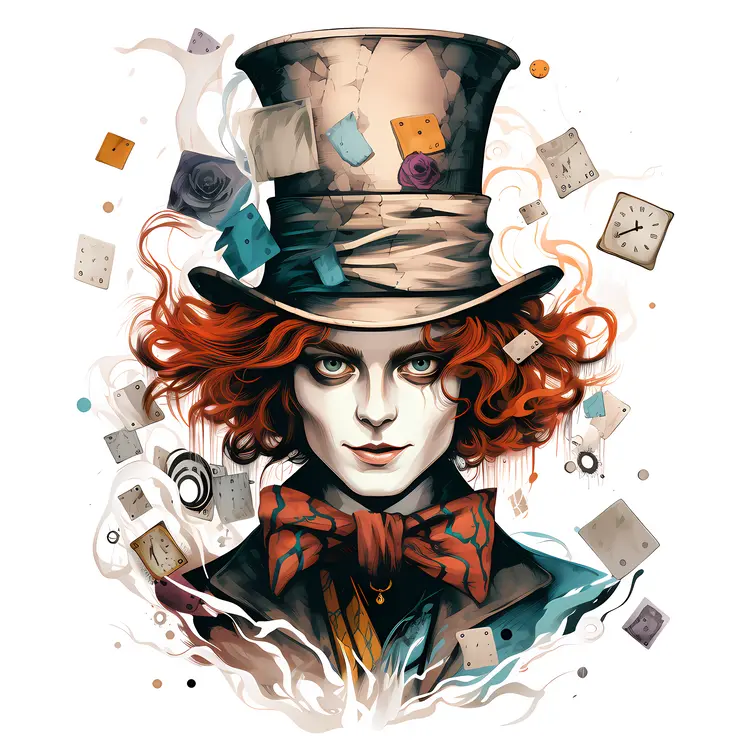 Mad Hatter with Cards and Colorful Hat