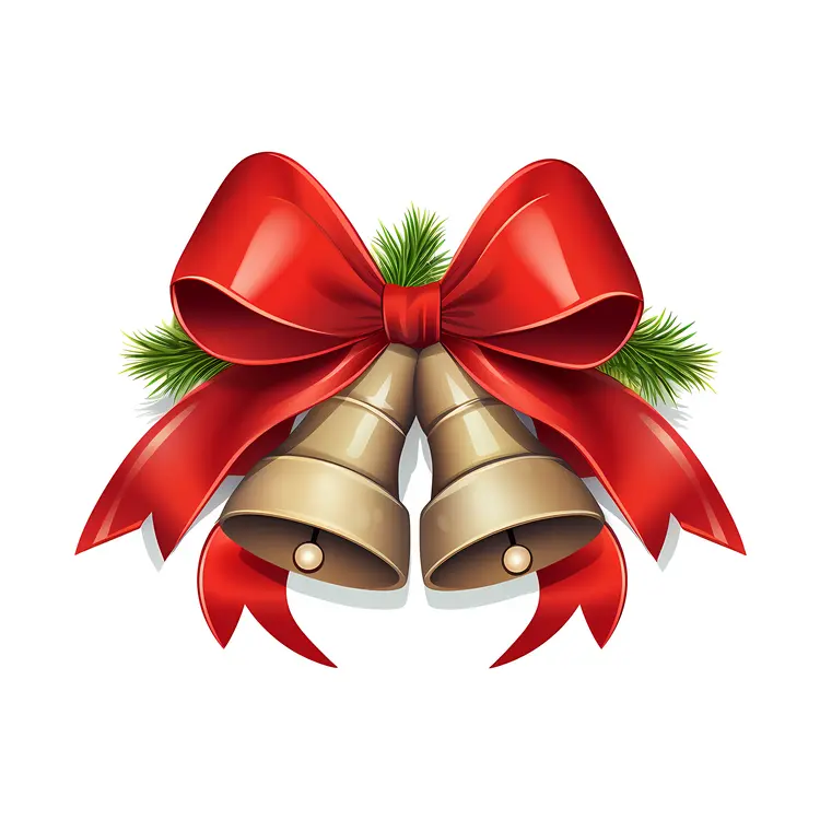 Festive Christmas Bells with Red Ribbon