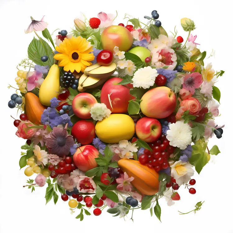 Colorful Fruit and Flower Arrangement