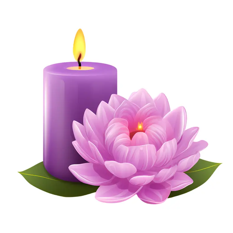 Purple Candle with Lotus Flower