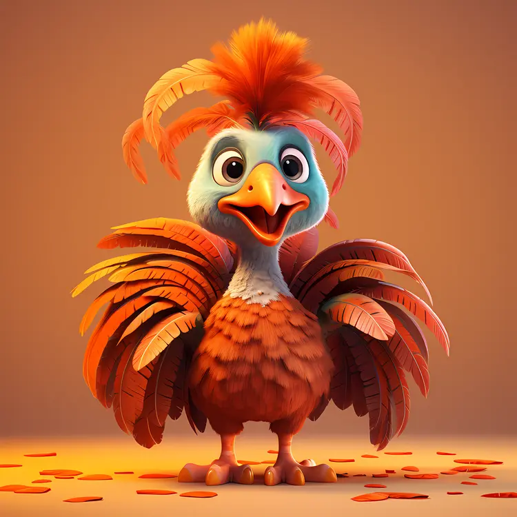 Feathered Turkey with Autumn Leaves