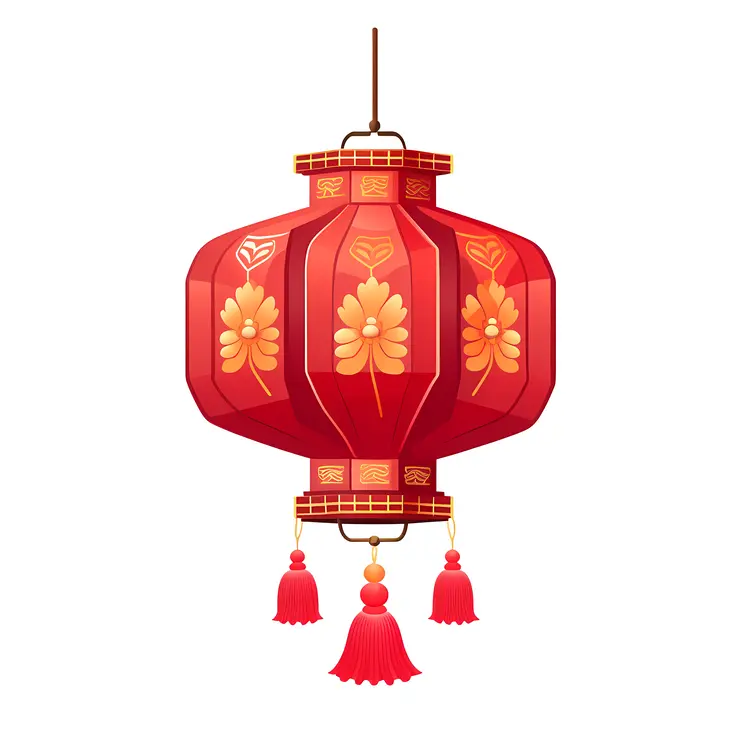 Red Lantern with Gold Patterns