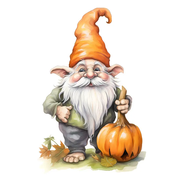 Cute Gnome with Pumpkin for Halloween